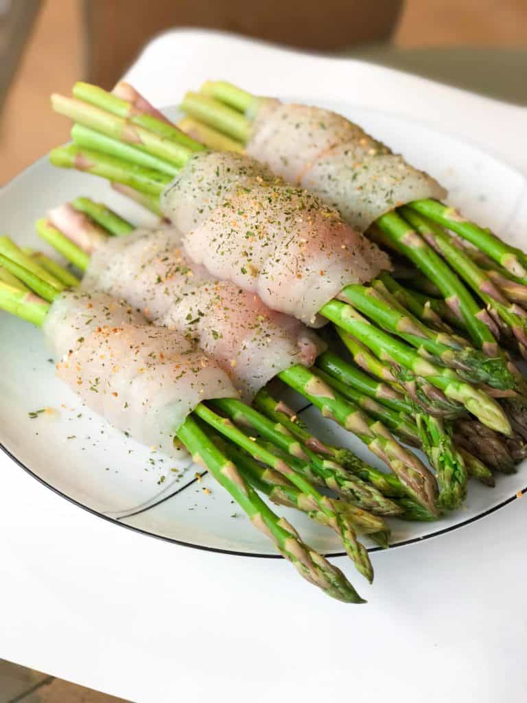 asparagus bundles wrapped in fish