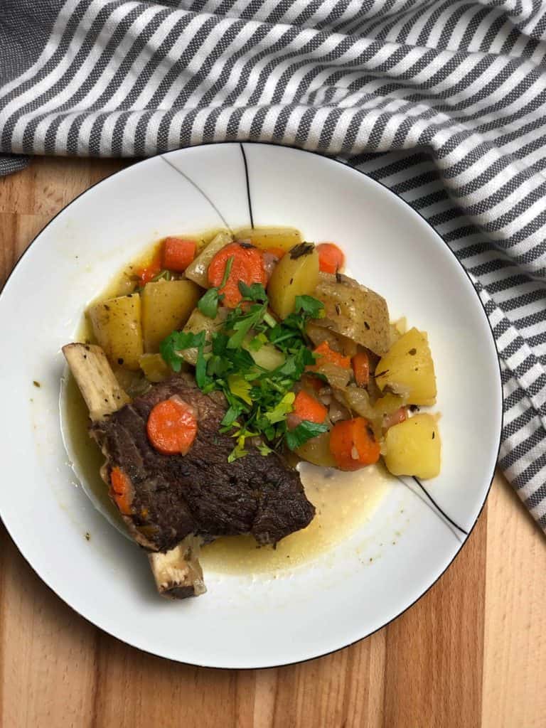braised beef short ribs with potatoes and carrots