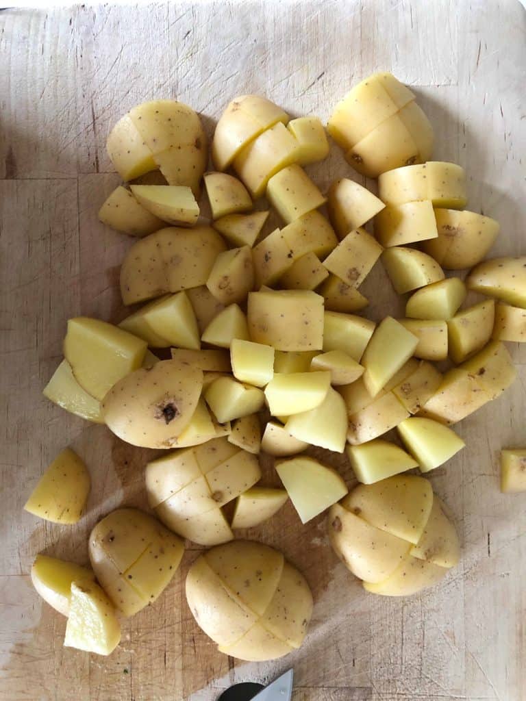 potatoes cut up into cubes