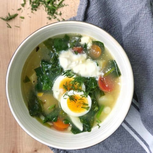 bowl of green borscht