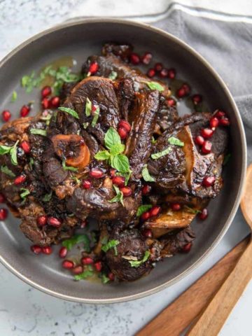 dish with braised lamb shoulder chops