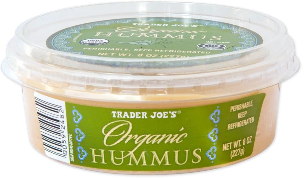 small container of organic hummus