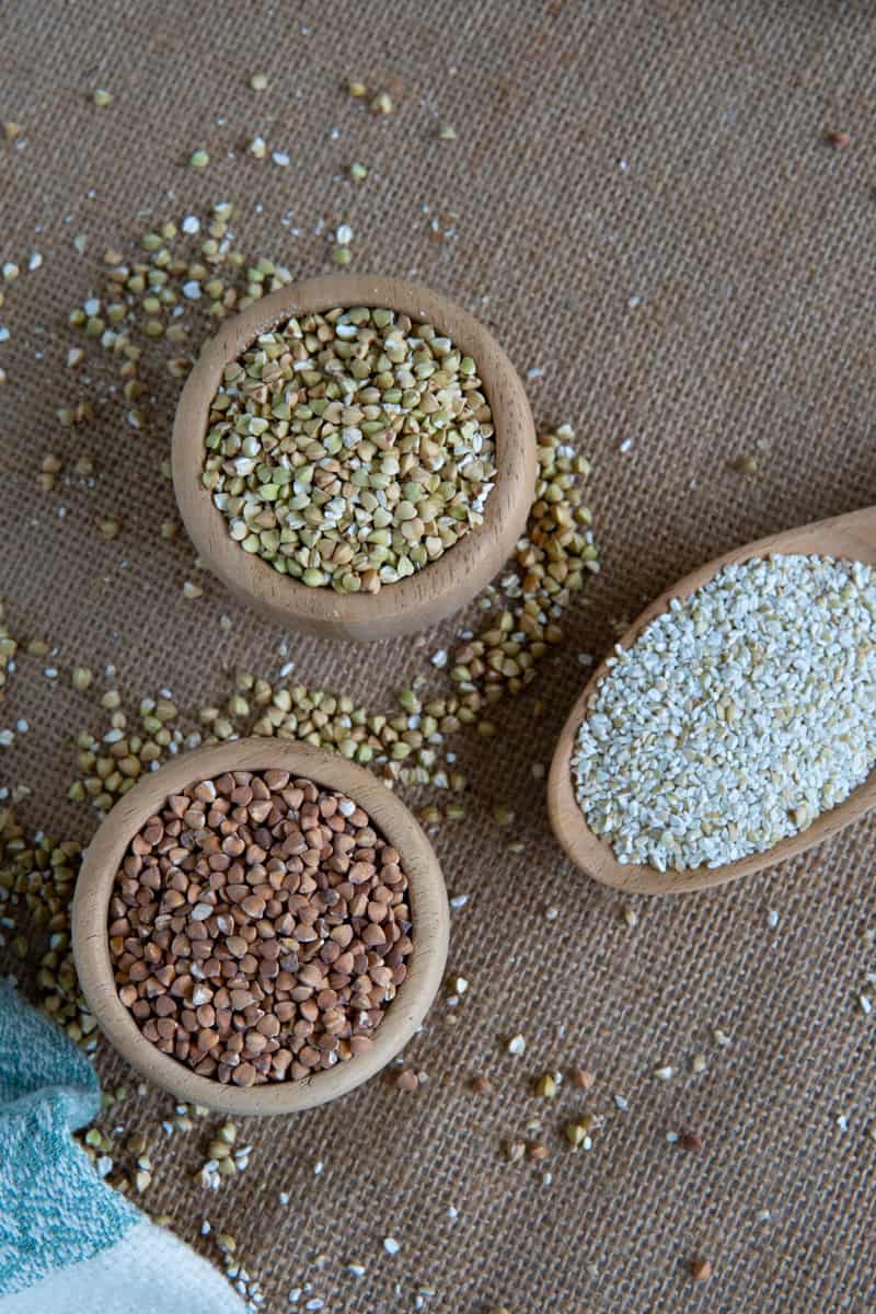 3 different kinds of buckwheat varieties 