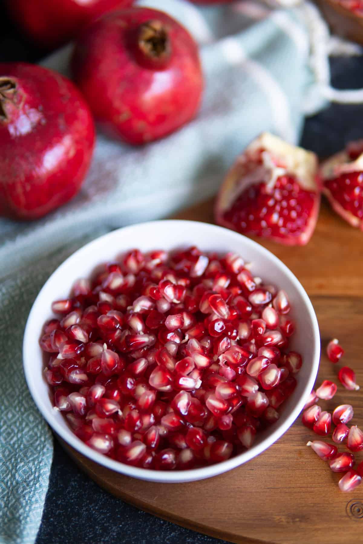 A bowl of pomegranate arils.