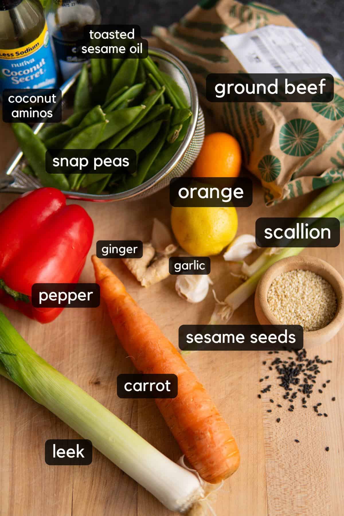 a chopping board with ingredients spread out 