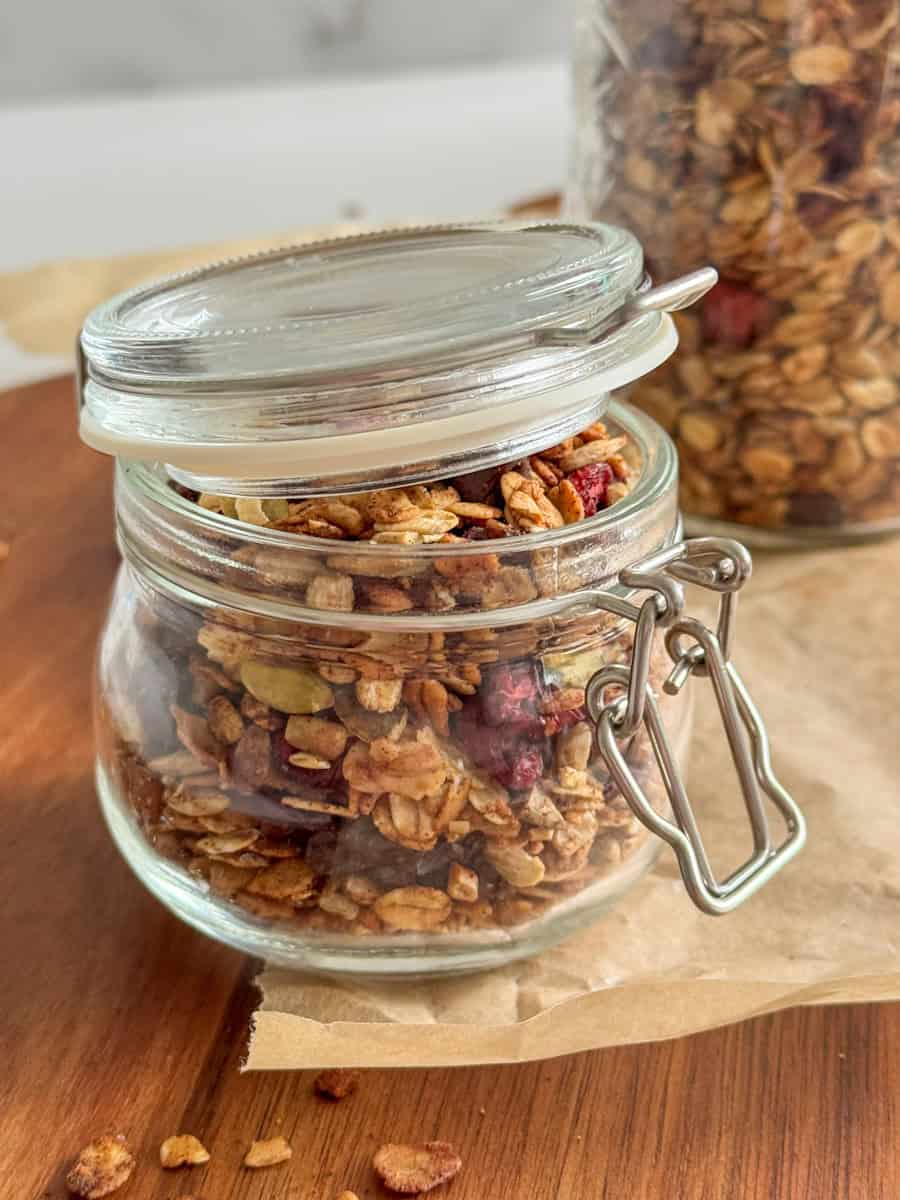 small jar with granola