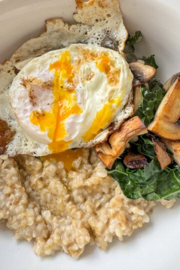 steel cut oats with mushrooms and egg