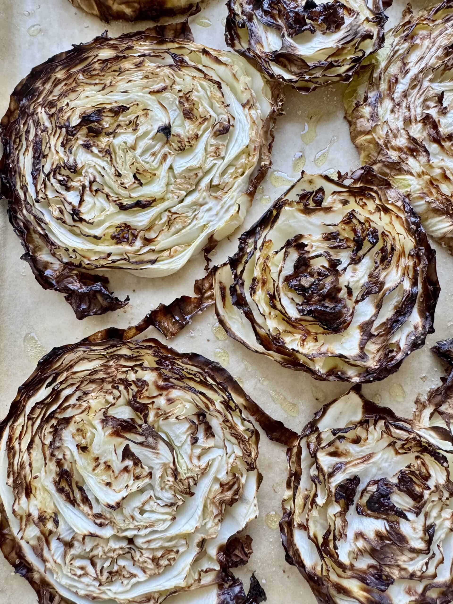 tray of roasted cabbage.